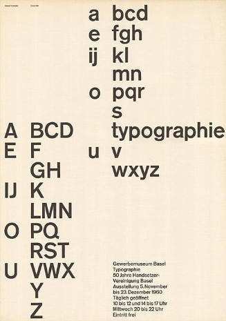 Typographie, Gewerbemuseum Basel, 50 Jahre Handsetzer-Vereinigung Basel