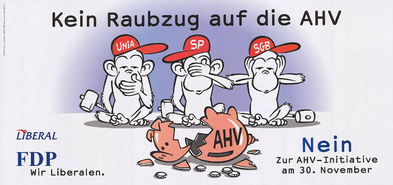 Kein Raubzug auf die AHV, Nein zur AHV-Initiative, FDP