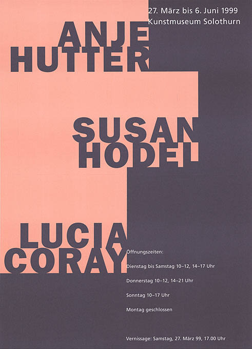 Anje Hutter, Susan Hodel, Lucia Coray, Kunstmuseum Solothurn