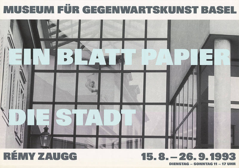 Ein Blatt Papier, Die Stadt, Rémy Zaugg, Museum für Gegenwartskunst Basel