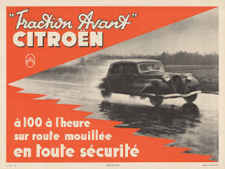 “Traction Avant”, Citroën, à 100 à l’heure sur route mouillée en toute sécurité