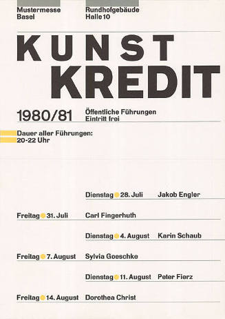 Kunstkredit 1980/81, Öffentliche Führungen, Mustermesse Basel, Rundhofgebäude