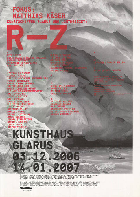 R–Z, Kunstschaffen Glarus und Linthgebiet, Fokus: Matthias Käser, Kunsthaus Glarus