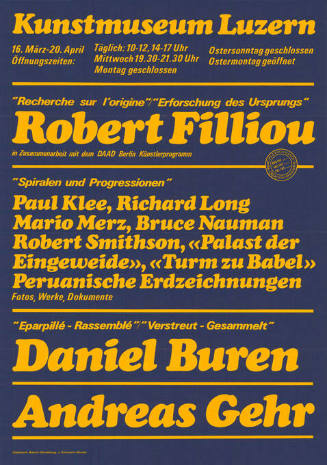 Robert Filliou, Daniel Buren, Andreas Gehr, Kunstmuseum Luzern