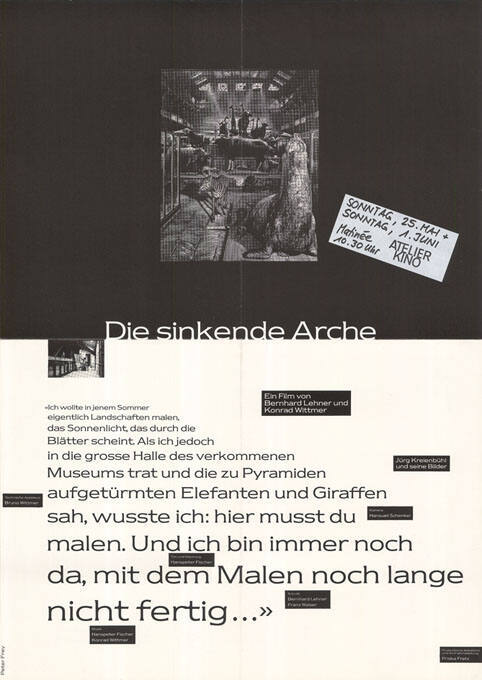 Die sinkende Arche, Atelier Kino