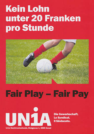 Kein Lohn unter 20 Franken pro Stunde, Fair Play - Fair Pay, UNIA