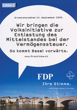 Wir bringen die Volksinitiative zur Entlastung des Mittelstandes bei der Vermögenssteuer. So kommt Basel vorwärts. FDP, Ihre Stimme.