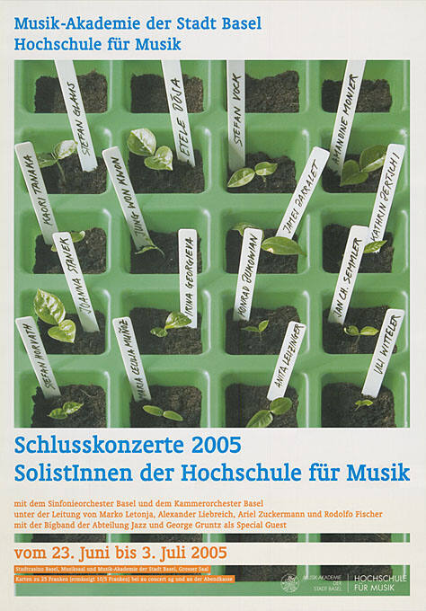 Schlusskonzerte 2005, SolistInnen der Hochschule für Musik