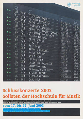 Schlusskonzerte 2003, SolistInnen der Hochschule für Musik