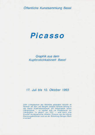 Picasso Graphik aus dem Kupferstichkabinett Basel, Öffentliche Kunstsammlung Basel