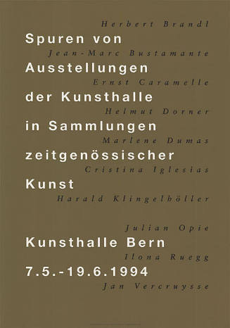 Spuren von Ausstellungen der Kunsthalle in Sammlungen zeitgenössischer Kunst, Kunsthalle Bern