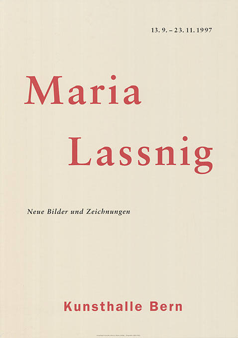 Maria Lassnig, Kunsthalle Bern