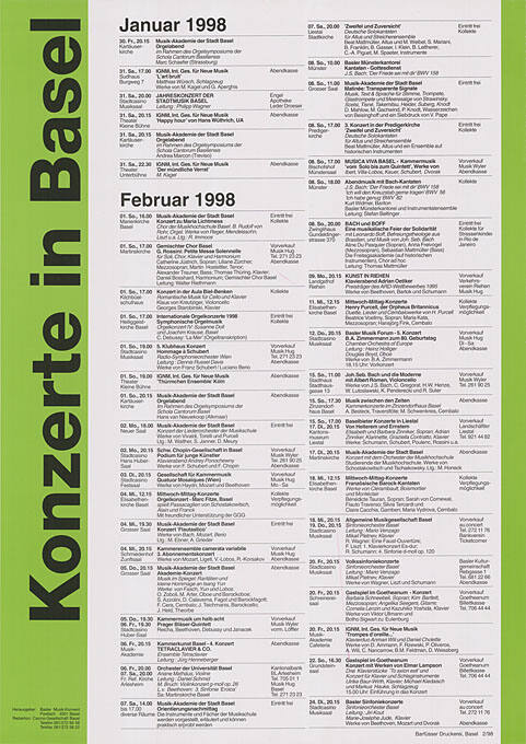 Konzerte in Basel, Januar/Februar