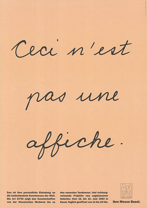 Ceci n’est pas une affiche. Art 24'93, Messe Basel