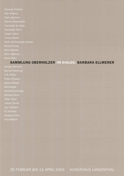 Sammlung Oberholzer im Dialog: Barbara Ellmerer, Kunsthaus Langenthal