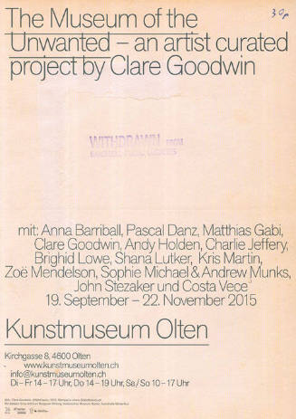 The Museum of the Unwanted – an artist curated project by Clare Goodwin, Kunstmuseum Olten