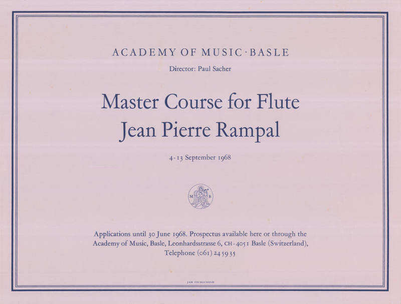 Master Course for Flute, Jean-Pierre Rampal, Academy of Music Basle