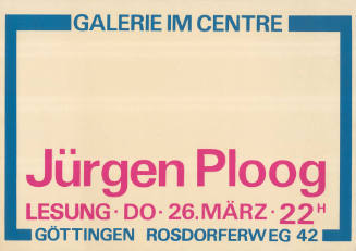 Jürgen Ploog, Lesung, Galerie im Centre, Göttingen