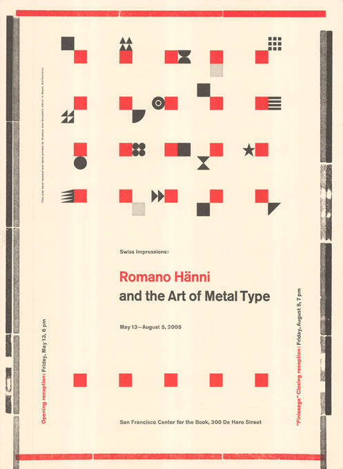 Romano Hänni and the Art of Metal Type, San Francisco Center for the Book