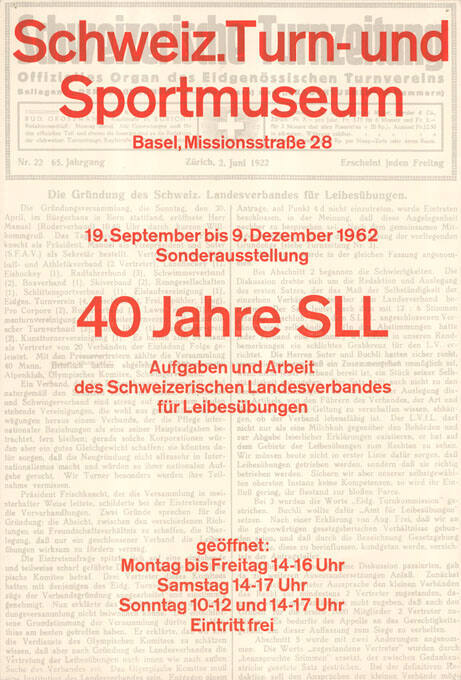 40 Jahre SLL, Schweiz. Turn- und Sportmuseum, Basel