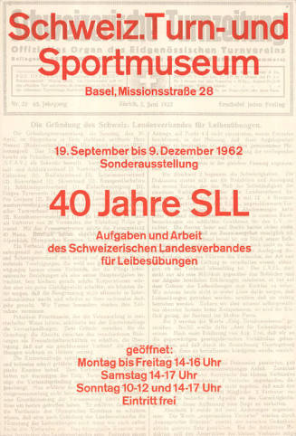 40 Jahre SLL, Schweiz. Turn- und Sportmuseum, Basel