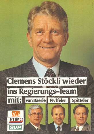 Clemens Stöckli wieder ins Regierungs-Team, mit: van Baerle, Nyffeler, Spitteler