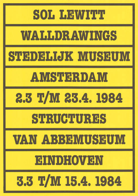 Sol Lewitt, Walldrawings, Stedelijk Museum Amsterdam, Structures, Van Abbemuseum Eindhoven