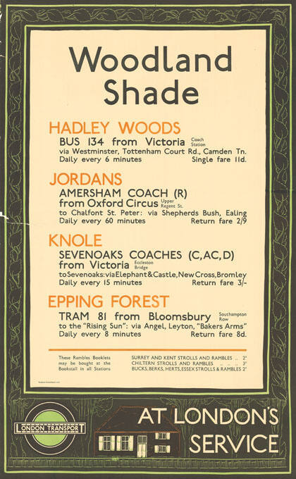 At London’s Service, Woodland Shade, Hadley Woods, Jordans, Kole, Epping Forest, London Transport