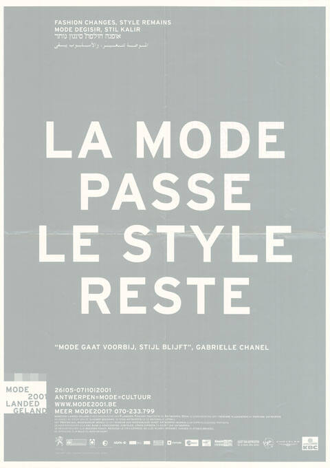 La mode passe, le style reste, Mode 2001 Landed-Geland, Antwerpen