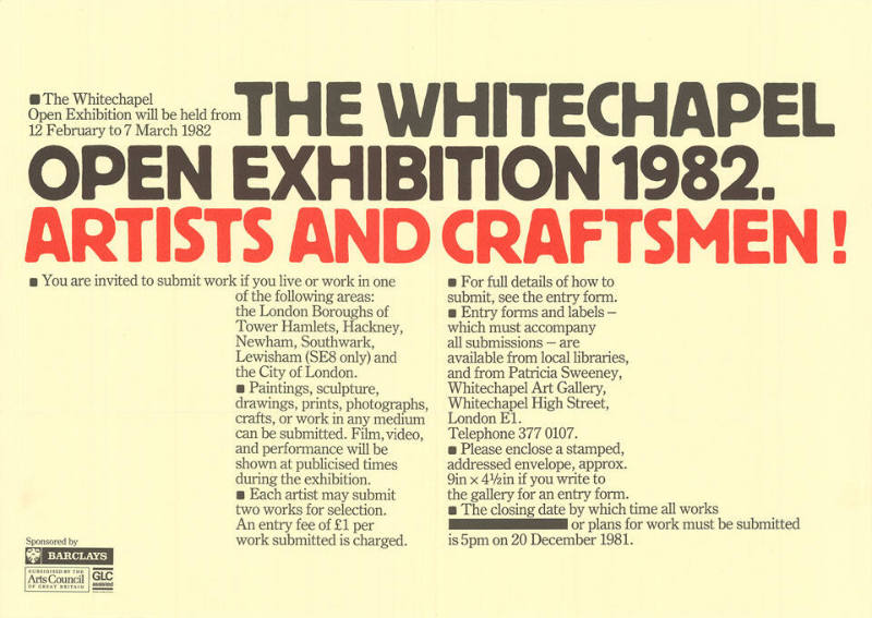 The Whitechapel open exhibition 1982. Artists and craftsmen! Whitechapel Art Gallery