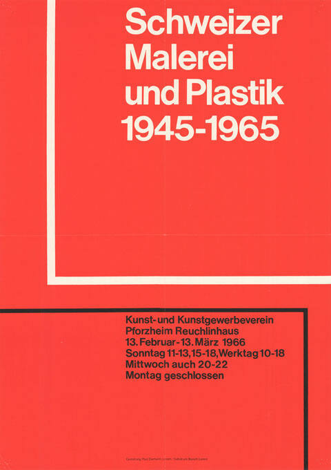 Schweizer Malerei und Plastik 1945–1965, Kunst- und Kunstgewerbeverein Pforzheim Reuchlinhaus