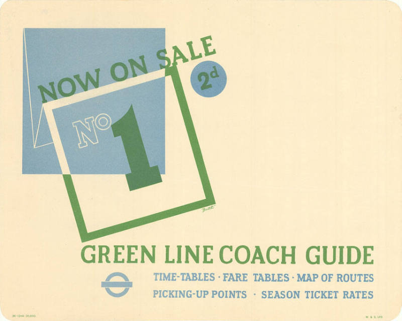 Now on Sale, No 1, Green Line Coach Guide, Time-Tables, Fare Tables, Map of Routes, Picking-up Points, Season Ticket Rates