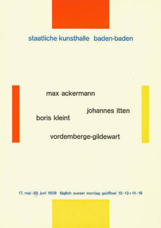 Max Ackermann, Johannes Itten, Boris Kleint, Vordemberge-Gildewart, Staatliche Kunsthalle Baden-Baden