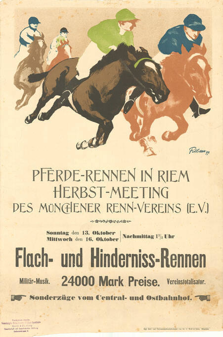 Pferde-Rennen in Riem, Herbst-Meeting des Münchener Renn-Vereins, Flach- und Hinderniss-Rennen