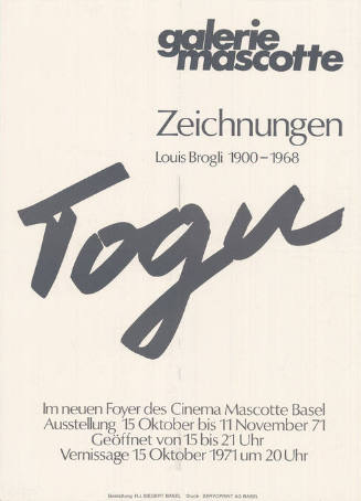 Togu, Zeichnungen, Louis Brogli 1900–1968, Galerie Mascotte, Basel