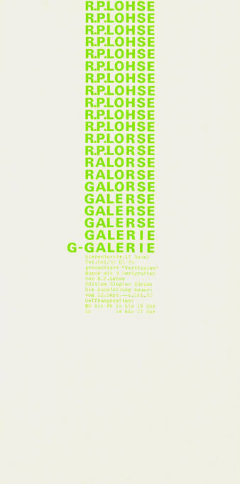 R.P. Lohse, G-Galerie, Basel