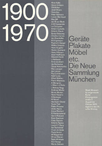 1900, 1970, Geräte, Plakate, Möbel etc., Die Neue Sammlung, München