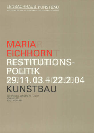 Maria Eichhorn, Restitutionspolitik, Kunstbau, München