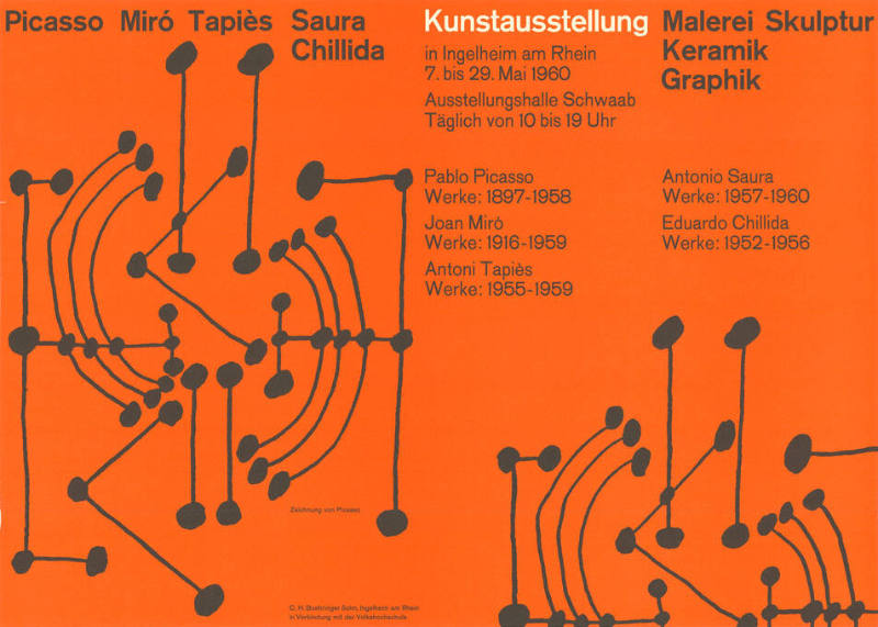 Kunstausstellung, Malerei, Skulptur, Keramik, Graphik, Picasso, Miró, Tapiès, Saura, Chillida, Ingelheim am Rhein, Ausstellungshalle Schwab