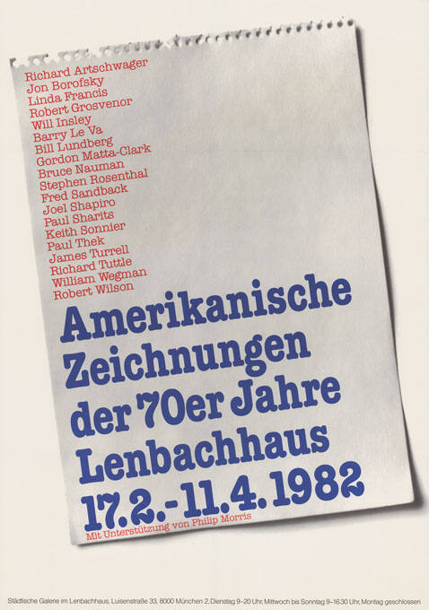 Amerikanische Zeichnungen der 70er Jahre, Lenbachhaus, München