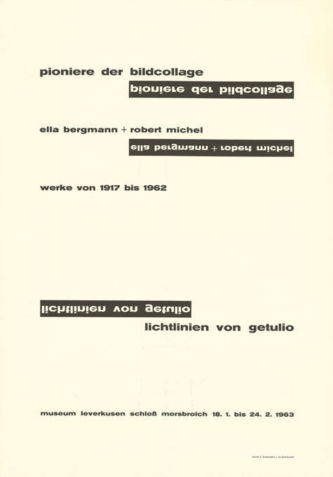 Pioniere der Bildcollage, Ella Bergmann + Robert Michel, Lichlinien von Getulio, Museum Leverkusen Schloß Morsbroich