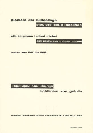 Pioniere der Bildcollage, Ella Bergmann + Robert Michel, Lichlinien von Getulio, Museum Leverkusen Schloß Morsbroich