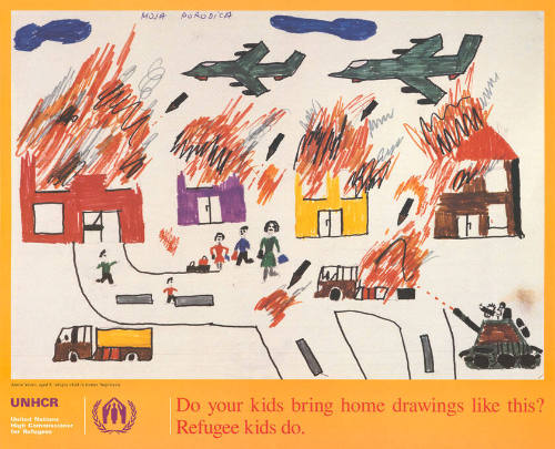 Do your kids bring home drawings like this? Refugee kids do. UNHCR