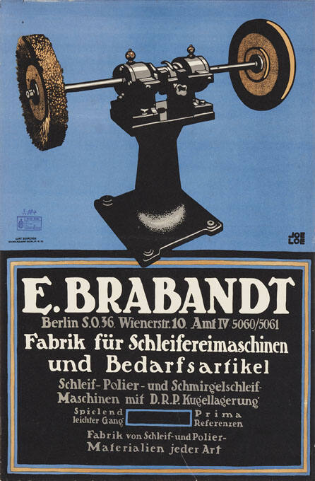 E. Brabandt, Fabrik für Schleifereimaschinen und Bedarfsartikel, Berlin