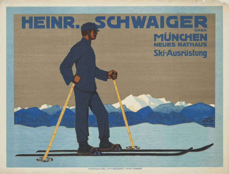 Heinr. Schwaiger, München, Neues Rathaus, Ski-Ausrüstung