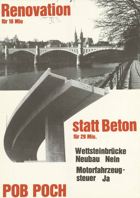 Renovation statt Beton, Wettsteinbrücke Neubau Nein, Motorfahrzeugsteuer Ja, POB, POCH