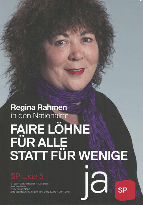 Regina Rahmen in den Nationalrat, Faire Löhne für alle statt für wenige, SP, Liste 5