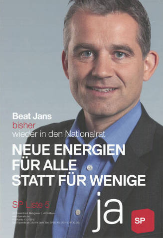 Beat Jans wieder in den Nationalrat, Neue Energien für alle statt für wenige, Ja SP, Liste 5