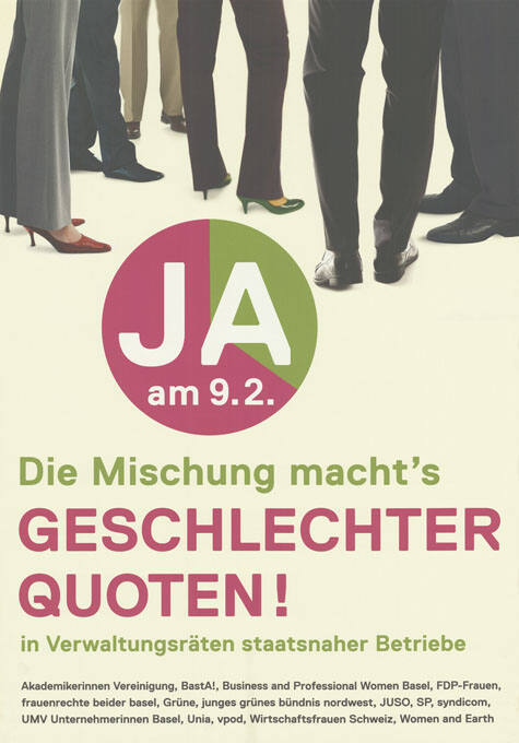 Ja, Die Mischung macht's, Geschlechterquoten! in Verwaltungsräten staatsnaher Betriebe