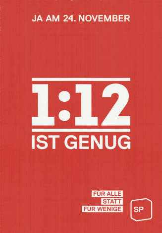 1:12 ist genug, Für alle statt für wenige, SP